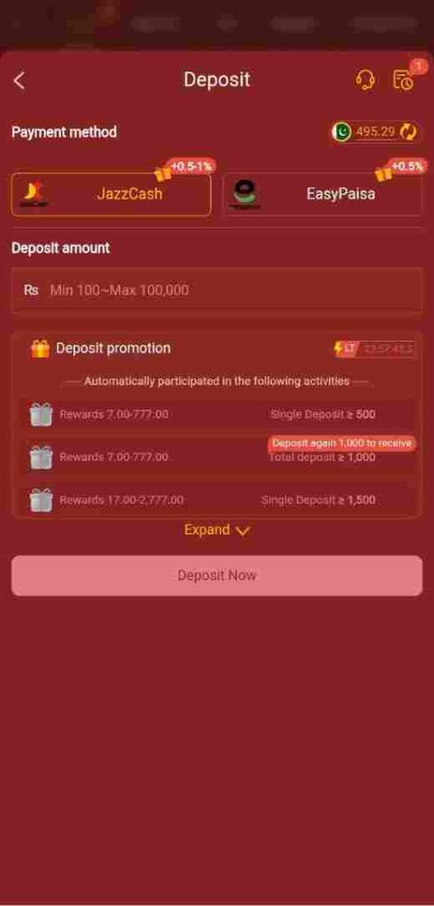 777FE Game Deposit Methods
