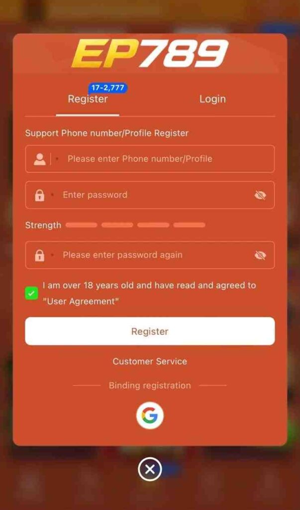 How to Register account on EP789 Game