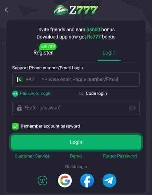 Login Z777 Game