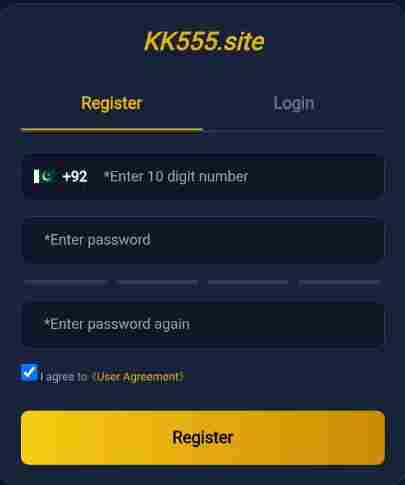 Register Account on KK555 Game