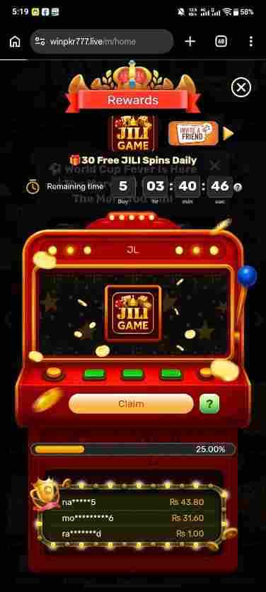 WinPKR777 Game Rewards